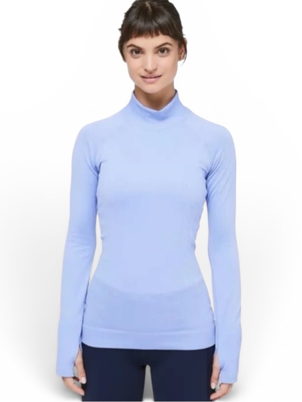 Lululemon Rest Less Mock Neck Long Sleeve Top In Hydrangea Blue